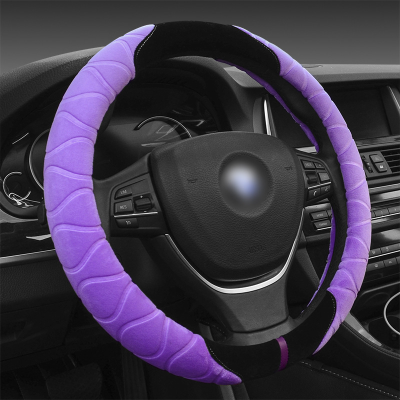 汽車方向盤套冬季短毛絨通用型把套38cm中號方向盤把套BT-815