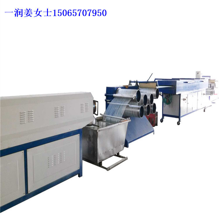 亚麻绳拔丝设备 PPPE塑料扁丝挤出机拉丝机组 朝鲜麻紫菜养殖绳机