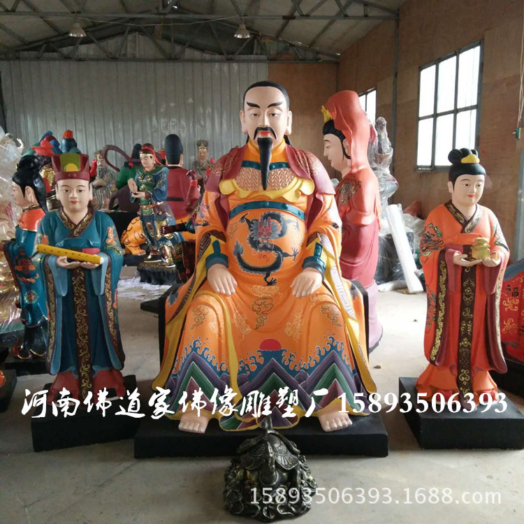 玄武大帝玄天上帝 真武大帝佛像 彩绘周公桃花 树脂龟蛇二将像