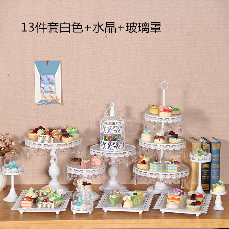 Nuevo estilo europeo soporte de la torta de la boda postre decoración encaje pastel plato pastel tienda merienda soporte 13 unidades traje