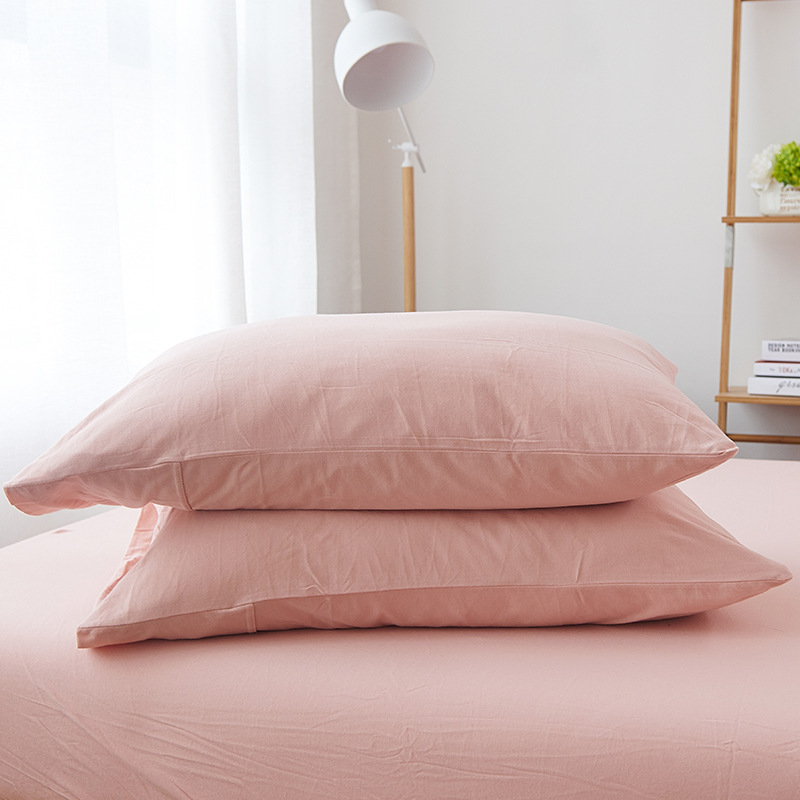 纯棉天竺棉单件枕套简约日式良品纯色单品针织棉枕套一对工厂直销|ms