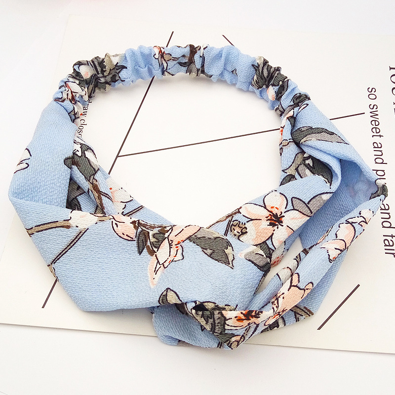 Korean Fabric Wide-brimmed Printing Cross Hair Headband  Wholesale display picture 7