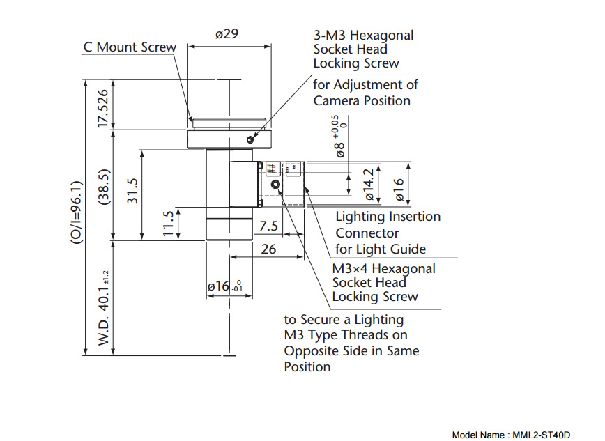 MORITEX茉丽特 标清远心镜头MML-ST系列 MML2-ST40D 远心镜头