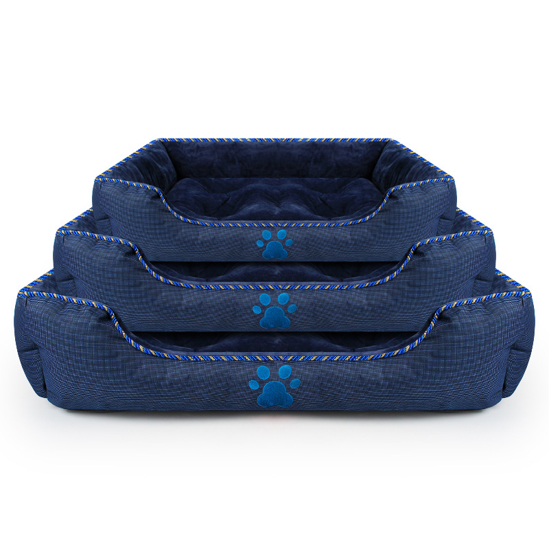 皮皮淘牛津布短毛绒脚印三件套狗窝5