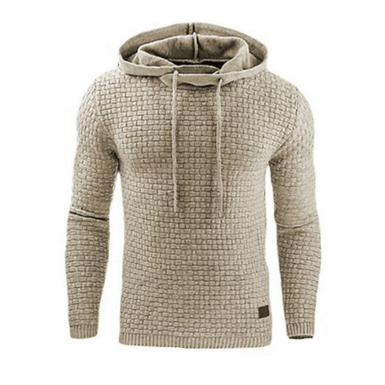 Men's Jacquard Sweater Long-sleeved Hoodie Warm Color Hooded Sweatshirt Jacket