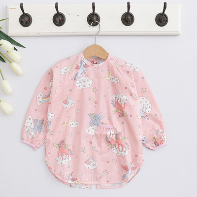 厂家直销长袖棉防水儿童罩衣 现货供应可爱宝宝罩衣 随机男宝女宝|ms