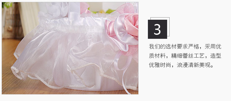 European and American creative wedding lace flower baskets, white bride flower girls scattering flowers, small flower baskets, wedding supplies wholesale detail image 5
