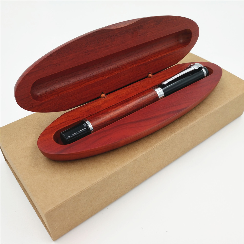 热卖右厚木盒包装木质工艺品公关礼品可以logo红木签字笔