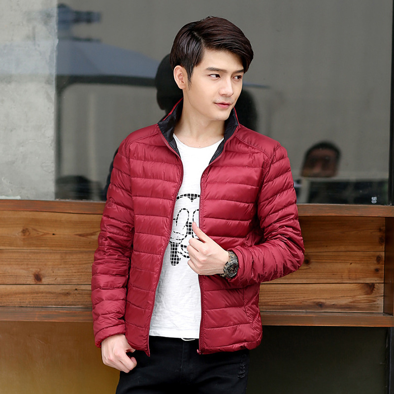 2020轻薄款男士羽绒服长袖立领两面穿羽绒服男外套短款大码批发