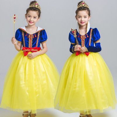 2020 new pattern children Snow White Dress skirt Halloween Costume girl Short sleeved Dress On behalf of