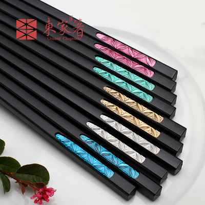 廠家精致合金筷子防滑 家庭日韓 10雙套裝防滑婚慶回禮網紅筷子