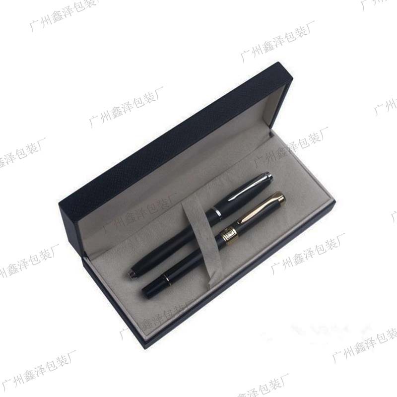 厂家供应黑色钢笔礼盒 长方形礼品翻盖笔盒商务签字笔双只包装盒