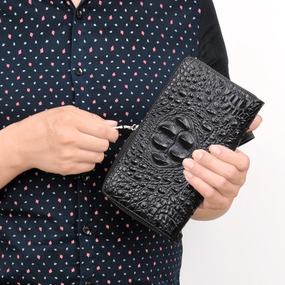 wallet have more cash than can be accounted for genuine leather Grab bag Crocodile print cowhide Wallet zipper man Handbag Crocodile skin clutch bag