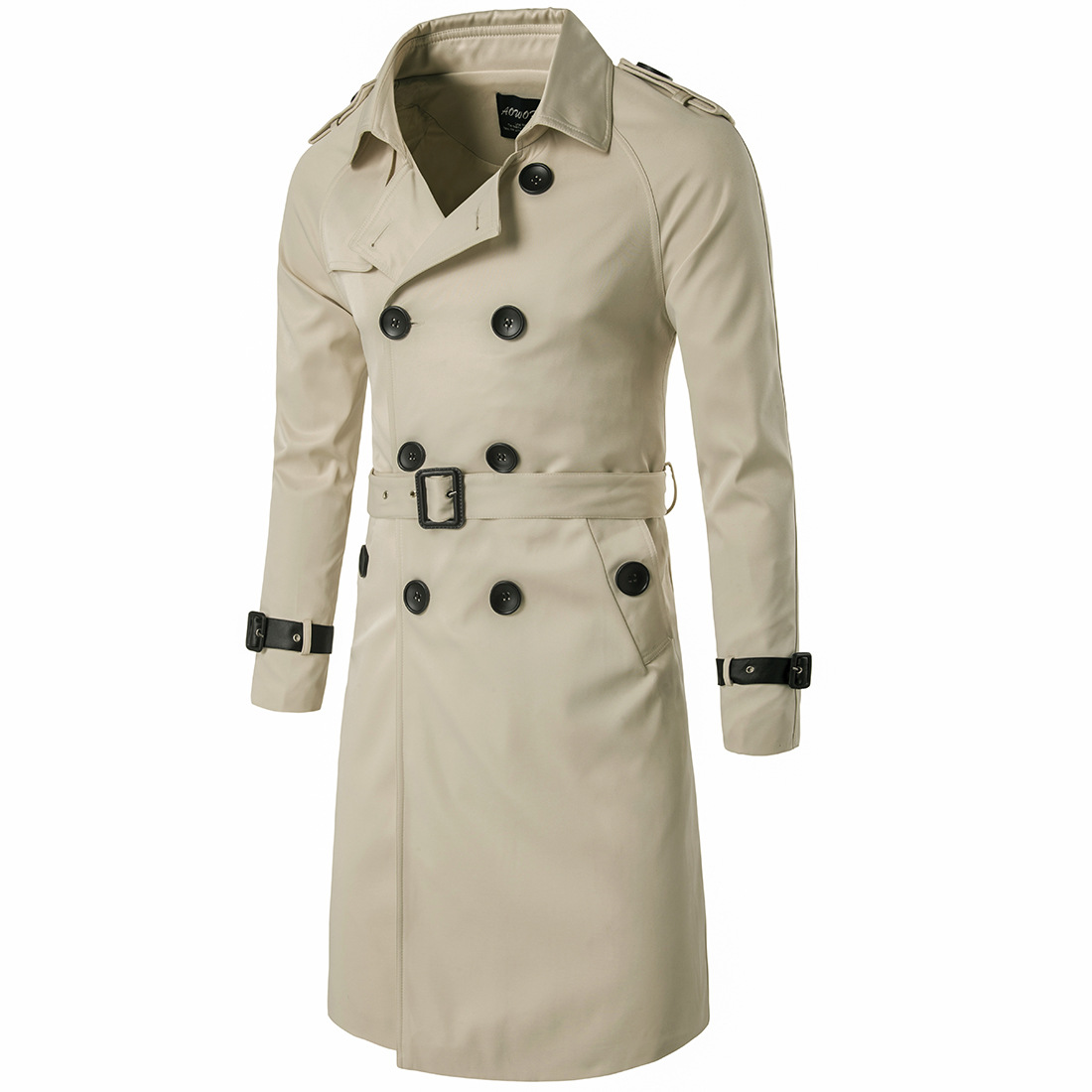 Aowofs moda 2019 boutique de primavera europea y americana larga delgada doble botonadura gabardina abrigo de hombre XD019 image 8