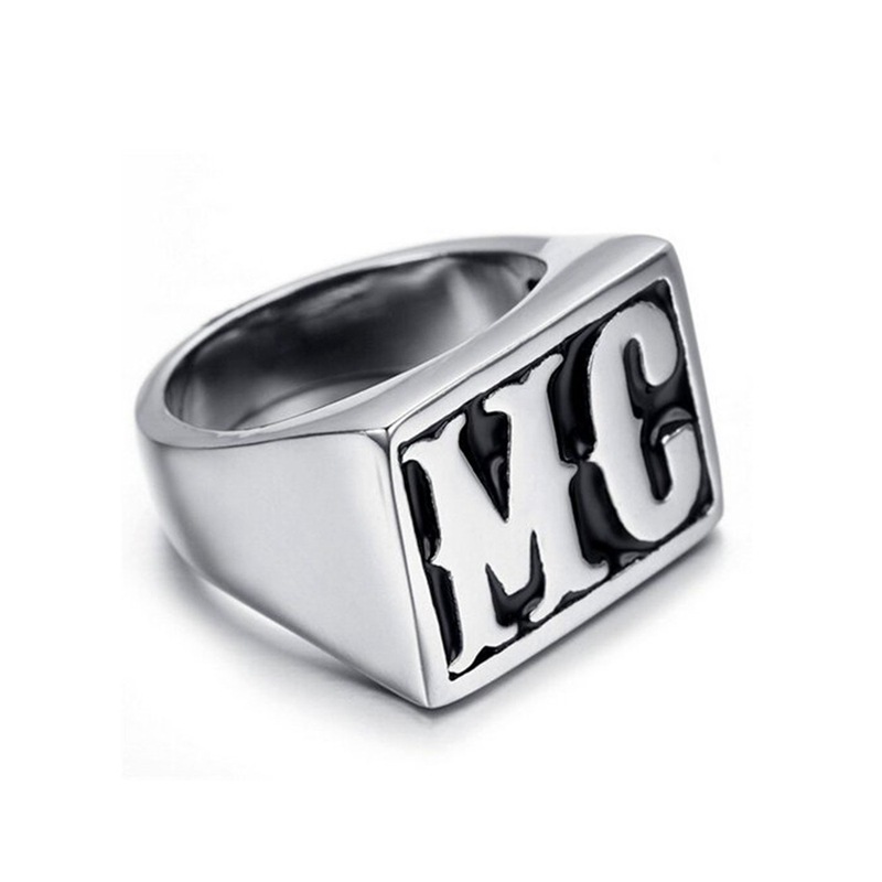 Street Occasion Retro Letter Titanium Steel Enamel Men's Rings