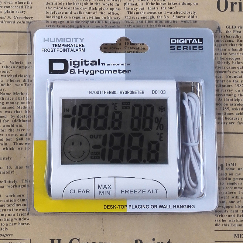 外贸DC103精准温湿度计室内家用干湿婴儿房室温电子温度计带探头