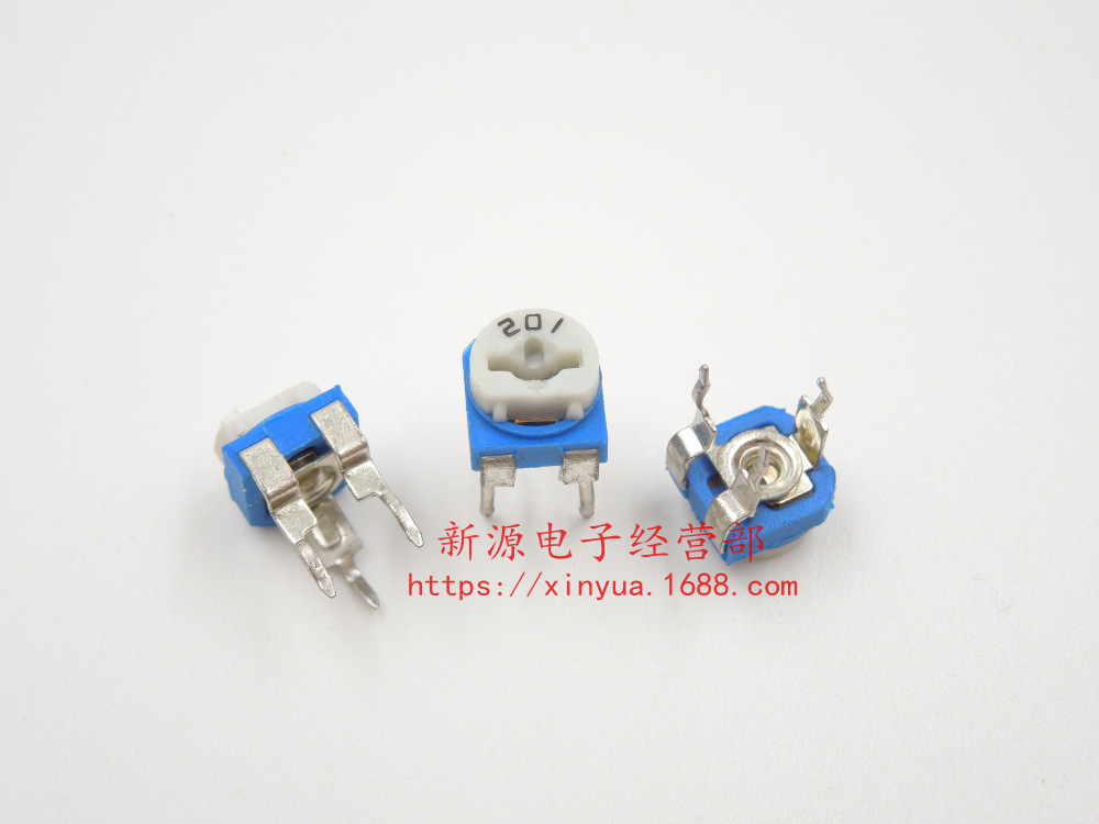 卧式 可调电阻 201（200欧）兰白可调电阻 蓝白可调电阻 RM065