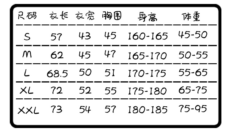 T恤尺码