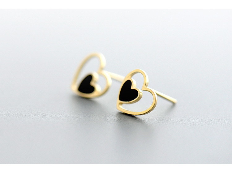 Nihaojewelry Korean Double Heart-shaped 925 Silver Earrings Wholesale Jewelry display picture 2