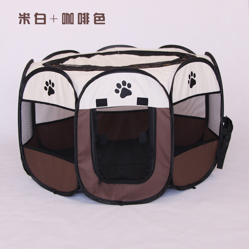 En stock plegable octogonal valla para mascotas Oxford tela resistente a mordeduras resistente a los arañazos jaula de la perrera del gato Sala de entrega de mascotas tienda al por mayor