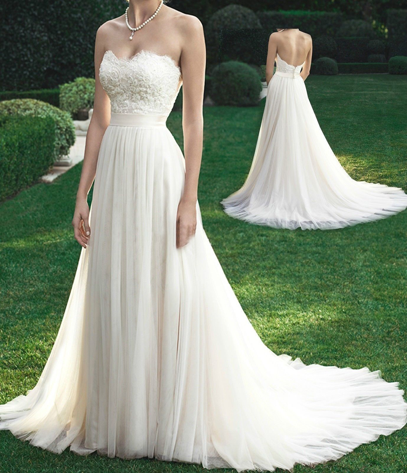 Foreign Trade Bridal Wedding Dress 2025 New Tube Top Style Mesh Tail Type a Slim Fit Simple Women's Large Size