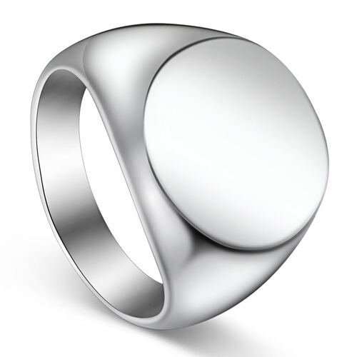 Stylish, Simple Gold-Plated Round-Head Men's Signet Ring | Bold European & American-Style Titanium Steel Men's Ring | Versatile Men's Accessory