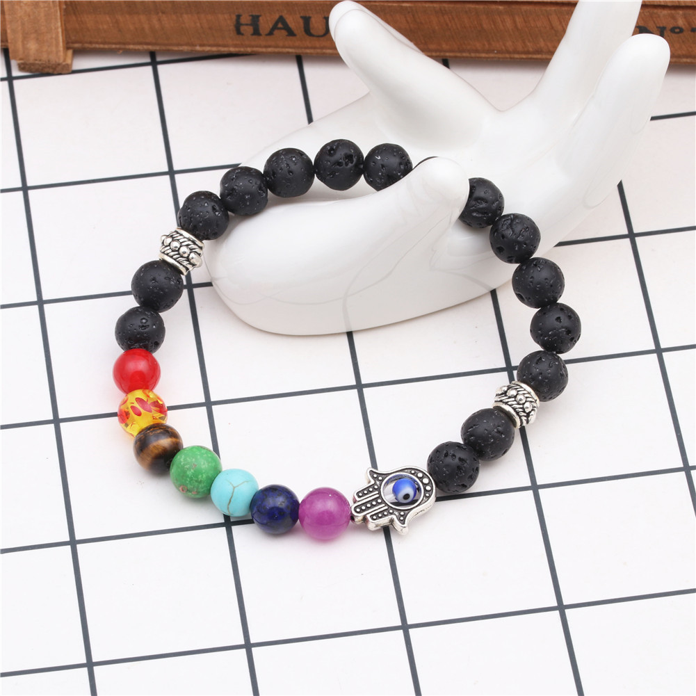 8mm volcanic stone palm eye bracelet beaded colorful chakra energy colorful agate bracelet