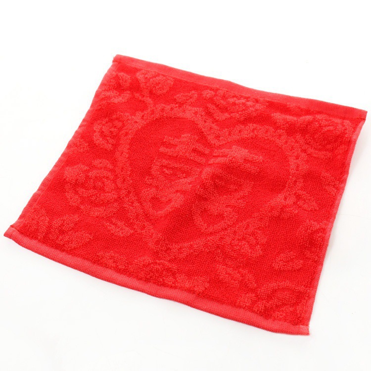Towel Factory wholesale jacquard red Xi word square towel wedding festive gift small square towel soft absorbent thickened