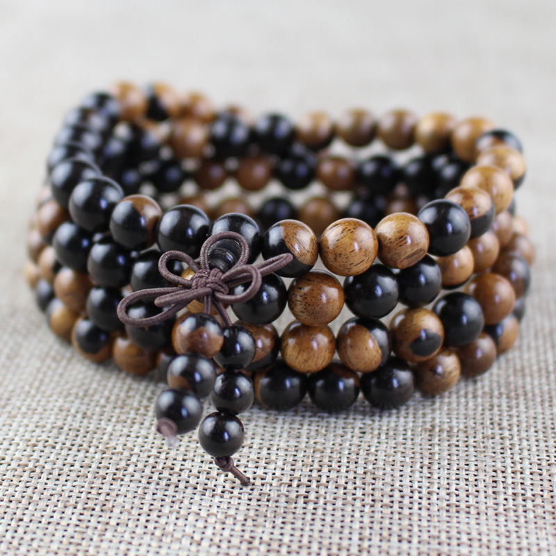 Yin-Yang Hand string Ebony African ebony Purple Tan 108 Beads bracelet men and women Wenwan beads