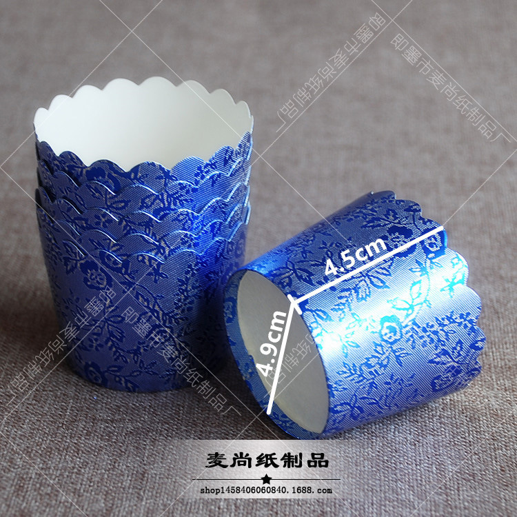 Oro y plata rojo y azul patrón taza pastel taza de papel Qi Feng papel soporte medio papel de aluminio resistente a altas temperaturas taza de papel para hornear