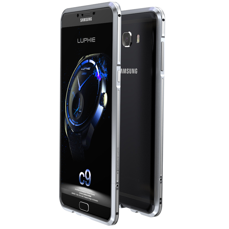 Luphie Bicolor Blade Sword Slim Light Aluminum Bumper Metal Shell Case for Samsung Galaxy C9 Pro