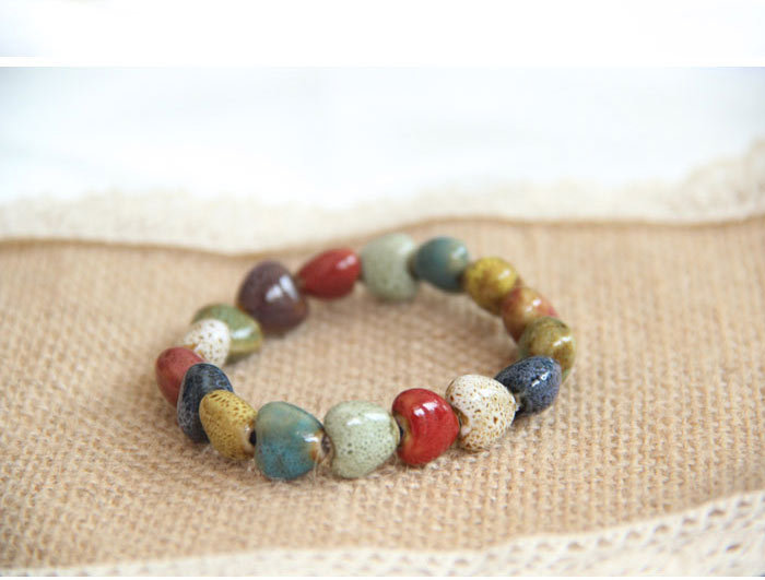 Retro Ethnic Style Round Colorful Ceramics Beaded Women's Bracelets display picture 3