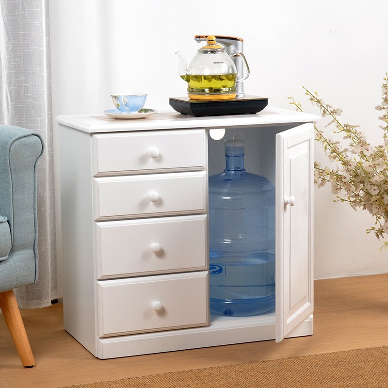 简约中式实木茶水柜办公室饮水柜白色餐厅柜餐边柜收纳柜抽屉斗柜