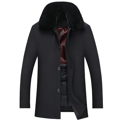 2018 winter new pattern old age man business affairs Removable Internal bile Mid length version thickening cotton-padded clothes A generation of fat