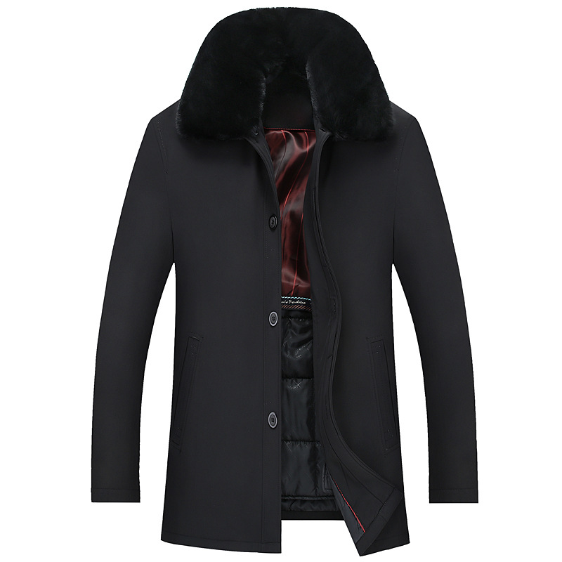 2018 winter new pattern old age man business affairs Removable Internal bile Mid length version thickening cotton-padded clothes A generation of fat