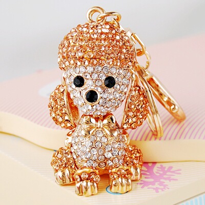 Selling high-grade automobile Pendant Korean Edition pet auspicious Diamond Bag buckle Rhinestone Wealth Puppy Key buckle wholesale