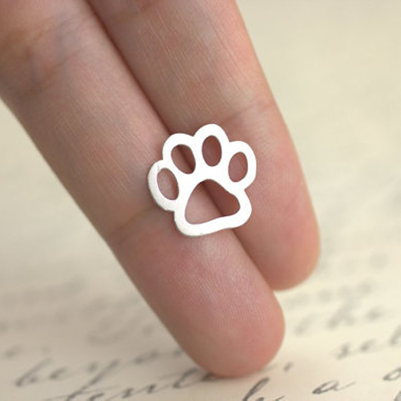 hot-saling hollow  alloy plating cute animal cat and dog foot earrings wholesale