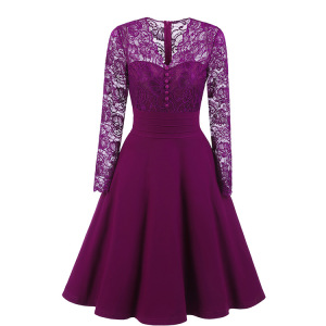 autumn new European and American women wear instant wear lace dress