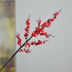 仿真冬青果仿真花工廠直銷仿真紅漿果批發中式陶瓷花瓶家居裝飾花