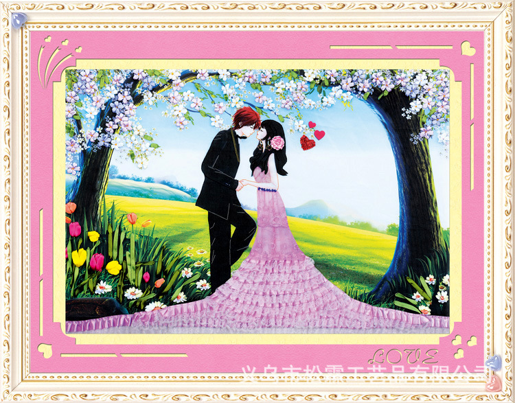 Oujin nianhua cinta bordado fábrica directa color impresión colgante pintura nos encanta la sala de estar entrada de la sala de pintura decorativa