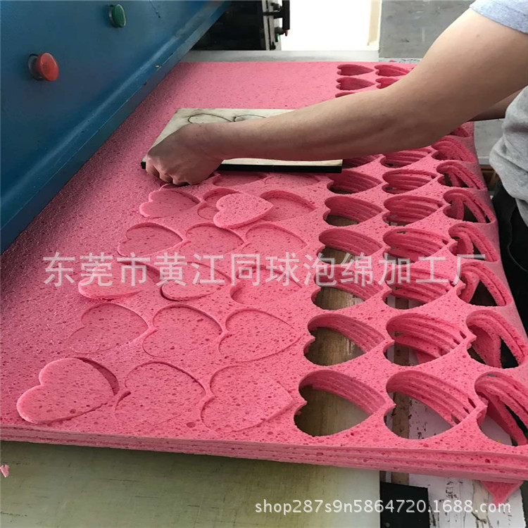 进口天然木浆棉洗脸扑 心形清洁卸妆棉 粉色洁面粉扑 洗脸海棉