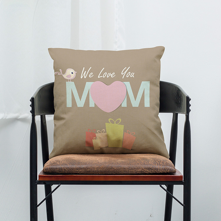 新款上市 母亲节祝福棉麻抱枕套 汽车靠枕 母亲节礼物定制