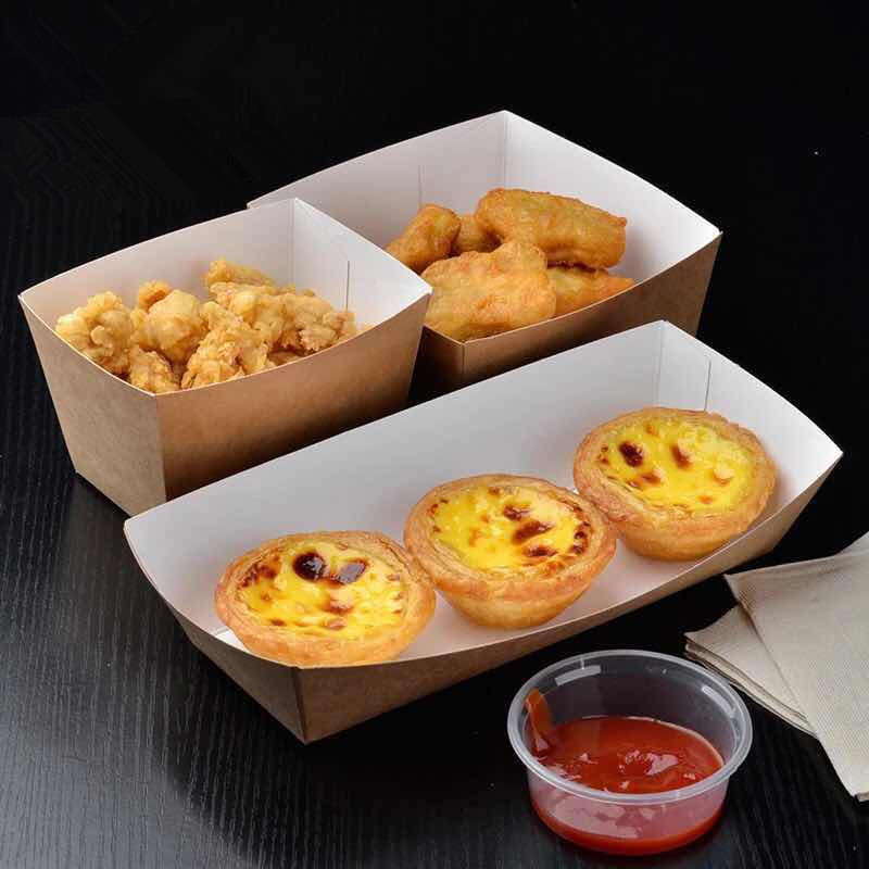 厂家直销 高档牛皮纸敞口盒船盒鸡米花盒 炸鸡块盒蛋挞盒 一次性