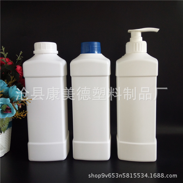 现货批发1000ml毫升塑料方瓶 洗发水瓶 带泵头洗衣液塑料瓶