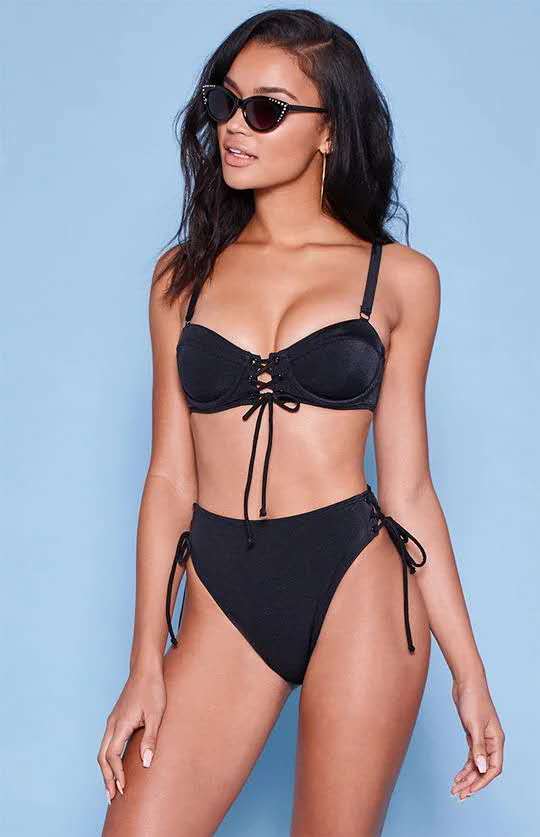 underwired bra solid color split bikini NSHL44038