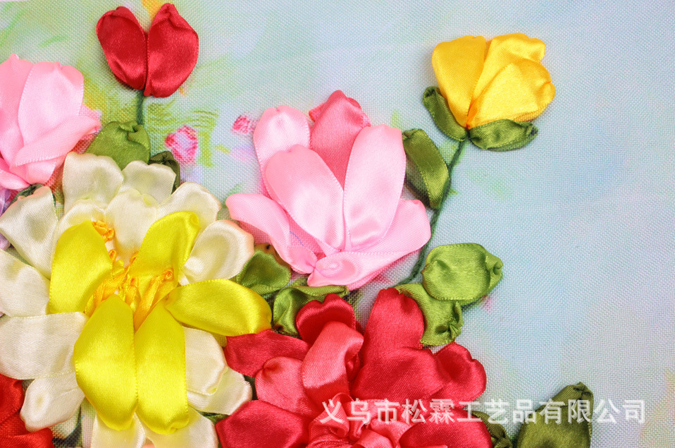 Oujin nianhua cinta bordado fábrica impresión en color directo pintura colgante caliente flor Idioma sala de estar entrada pintura decorativa