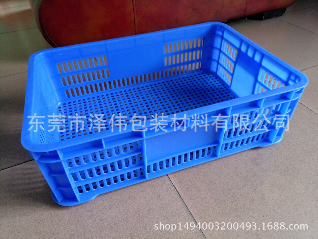 泽伟全新料塑胶筐 蓝色塑料周转萝500*350*255