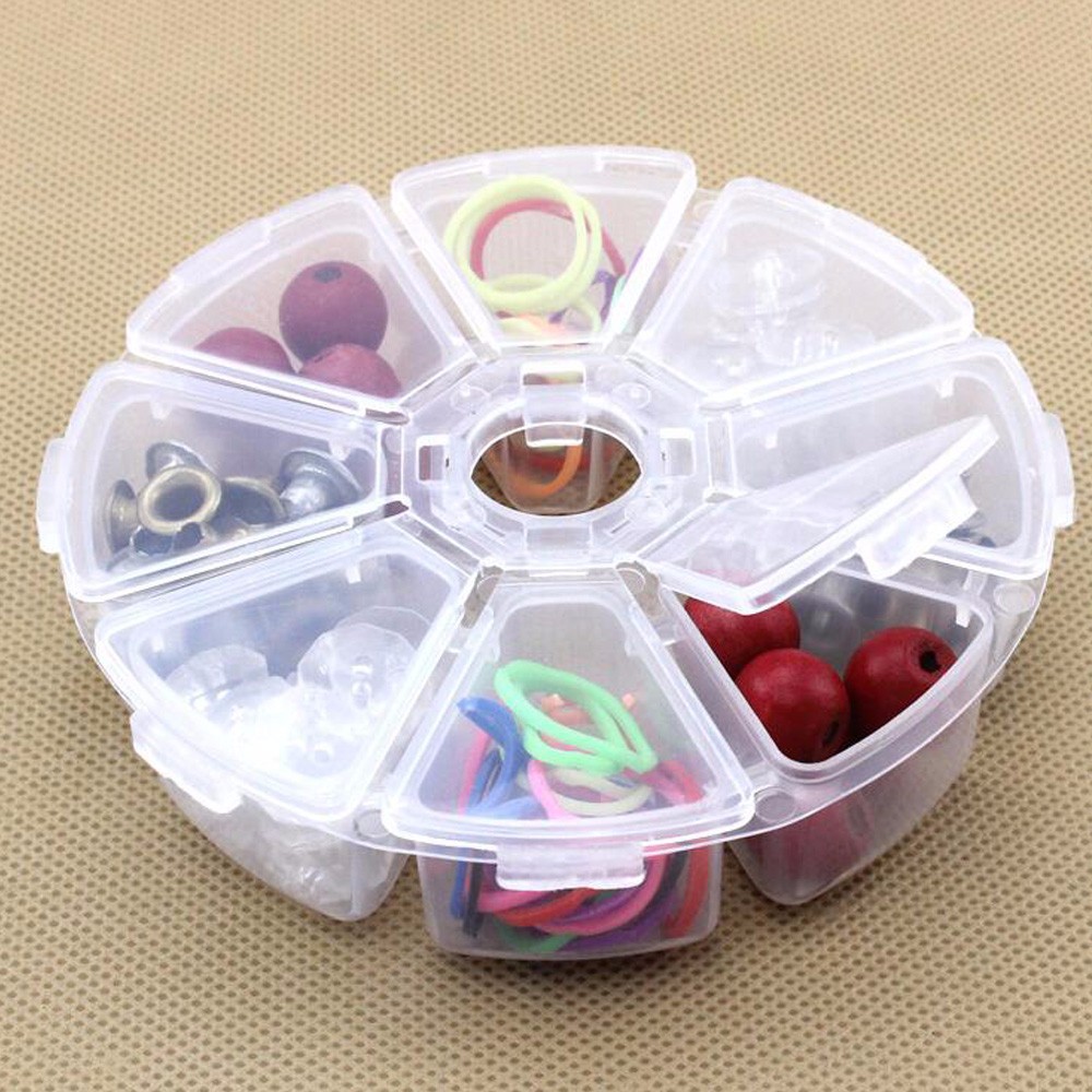 8-rejilla con cuentas de plástico caja de almacenamiento transparente caja de almacenamiento de joyas caja de organización