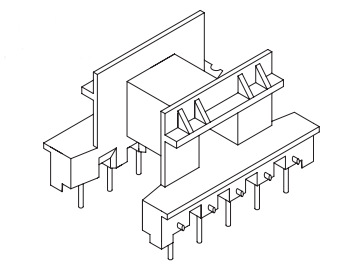 EE25型 5+5PIN L脚 YC-EE-2516-1骨架 、电感线圈骨架厂家