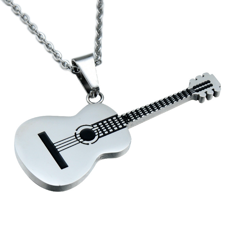 Fashion Stainless Steel Guitar Necklace Pendant Wholesale Nihaojewelry display picture 9